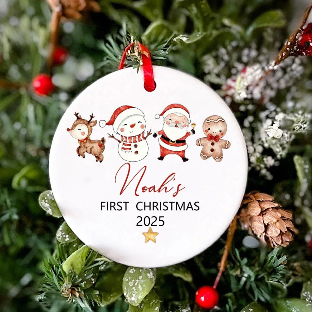 Personalized Baby First Christmas Ornament – Custom Ceramic Keepsake Photo Prop Gift for Infants
