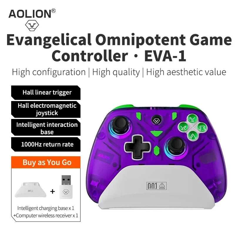 Aolion K10 RGB Wireless Gaming Controller – Gamepad with Charging Dock, Hall Effect Joystick & Trigger for Nintendo Switch 2/PC/Phone