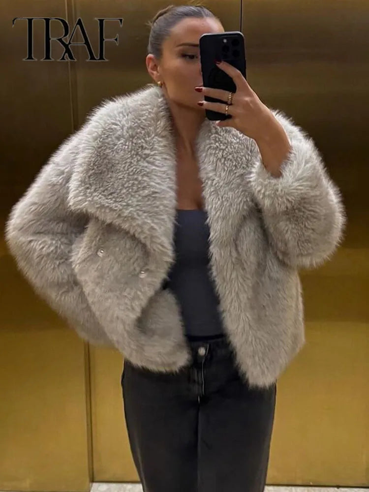 TRAF Sequin Woven Jacket for Women – Loose Fit, Stand Collar, Long Sleeve, Chic Autumn & Winter Outerwear 2023