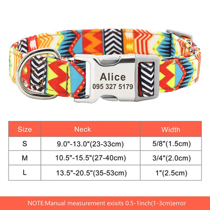 Adjustable Nylon Dog & Cat Collar – Personalized ID Collar with Engraved Name Buckle, Anti-Lost for Small, Medium & Large Pets