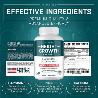Calcium & Vitamin D3 Zinc Supplement — Promotes Bone Growth & Strength | Natural Height Support for Children