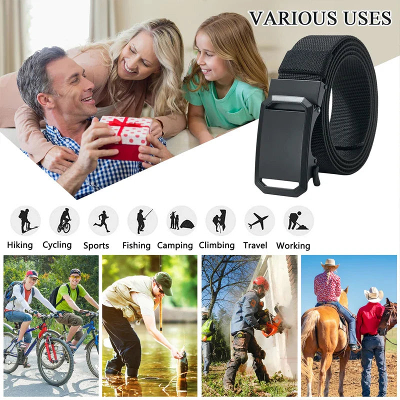 Newest Automatic Buckle Canvas Belt – Tactical Waist Belt for Men, Durable Casual Outdoor, Hunting, Golf & Adventure Training Pants