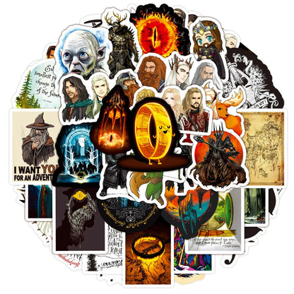 50pcs The Hobbit Graffiti Stickers — Waterproof Decals for Laptop, Water Bottle, Bicycle, Luggage, Skateboard, Kids & Adults