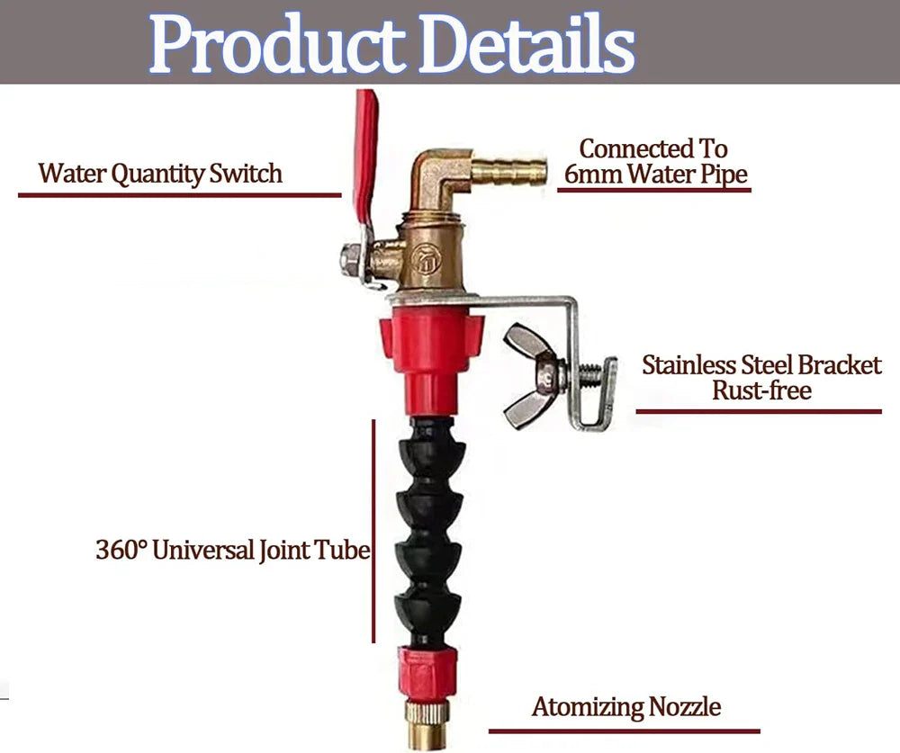 Coolant Misting Nozzle System – Dust-Proof Water Sprayer for Marble, Tile & Brick Cutting Machines