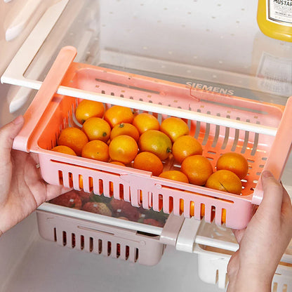 Multifunctional Retractable Fridge Organizer Box - Tiered Refrigerator Shelf for Fresh and Organized Kitchen Storage