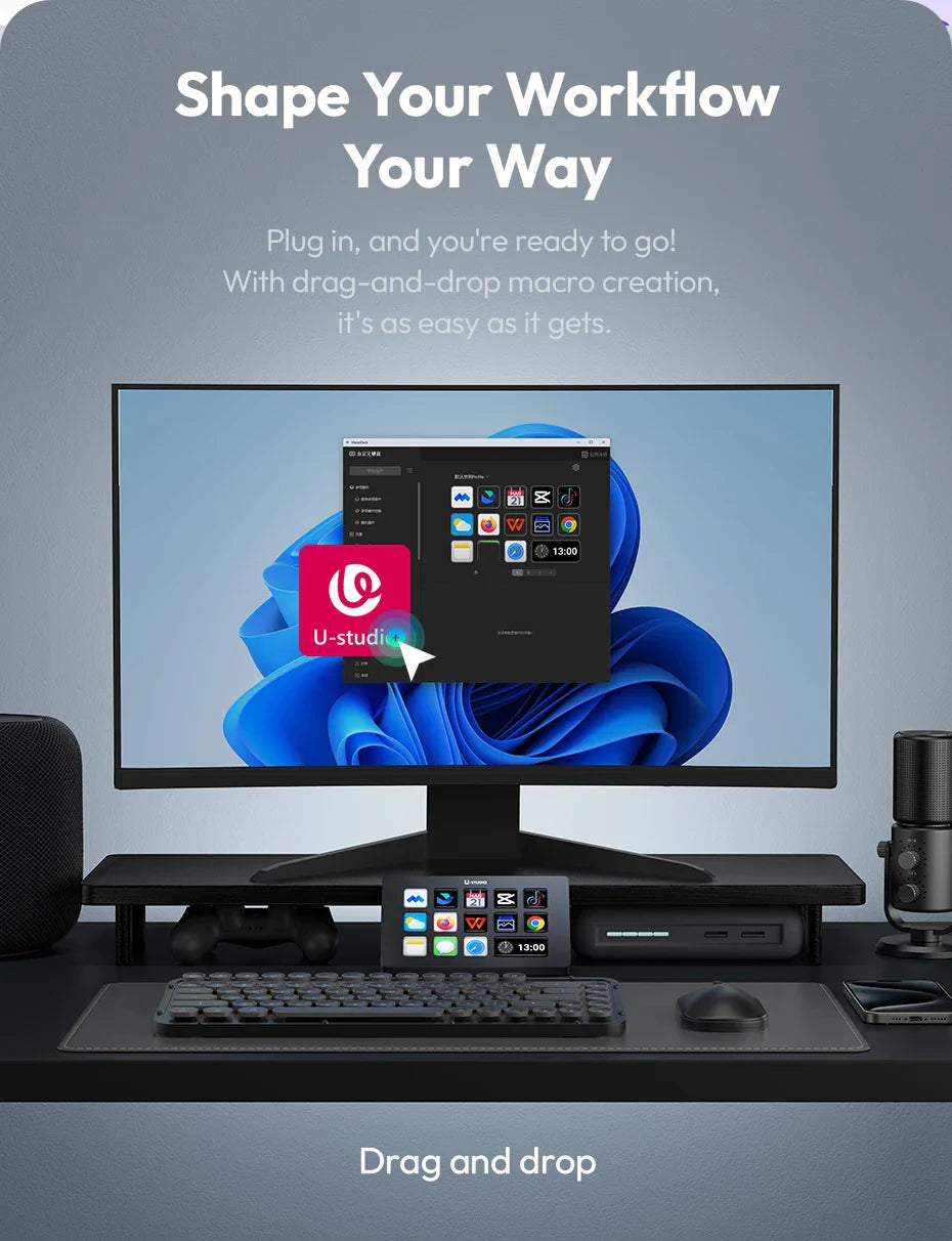 Ulanzi D200 Live Streaming Controller – 13 LCD Keys for Vlog, Content Creation, Photo & Video Editing, Gaming, Office Work