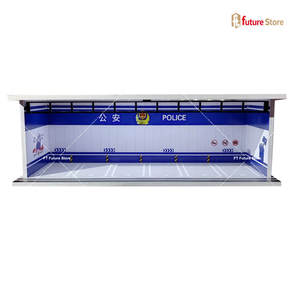 1:64 Scale Garage Scene Model with Lights – Assembled Parking Lot Diorama for Miniature Car Display