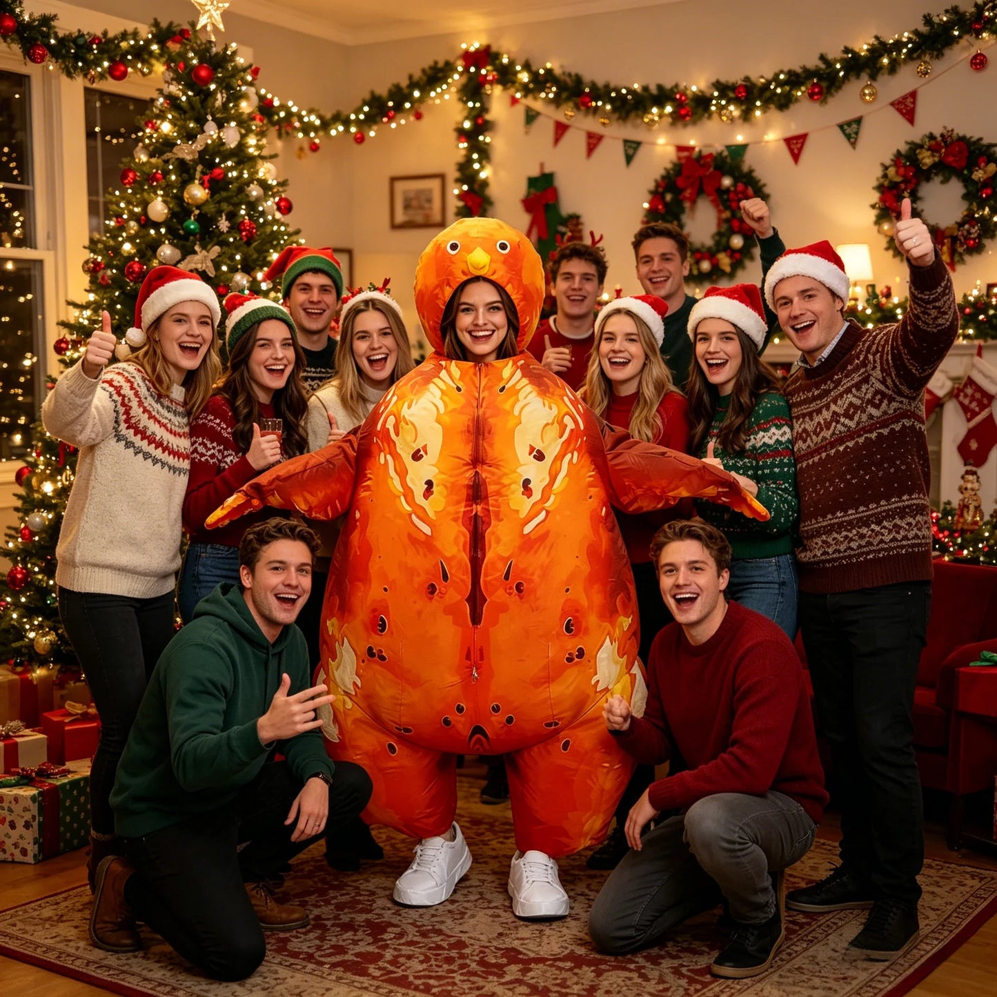 Inflatable Thanksgiving Turkey Mascot Costume - Funny Roast Turkey Cosplay Suit for Festivals & Carnival Parties