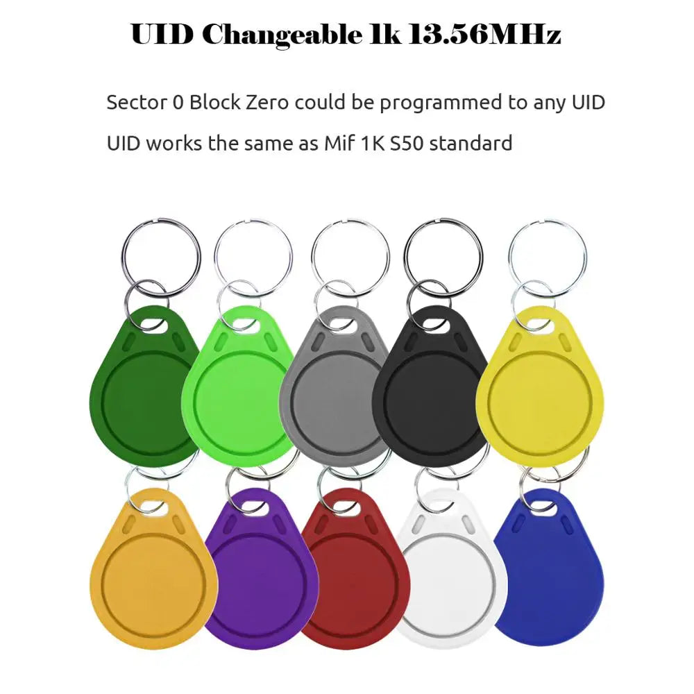 50pcs 13.56MHz Rewritable UID RFID Keyfobs – Copier, Writer & Duplicator for IC Card UID Block 0