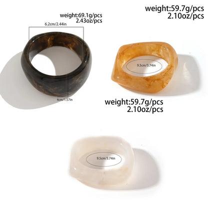 Ingemark Resin Geometric Chunky Bangles – Punk Hip Hop Wide Arm Bracelets for Women Y2K Jewelry Gift