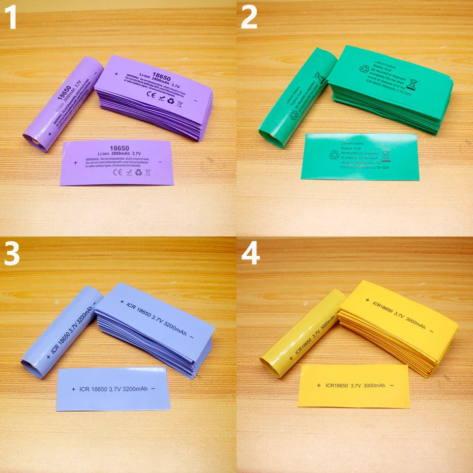 100pcs 18650 Lithium Battery Heat Shrink Wrap PVC Sleeves – Insulation Packaging Film for Battery Protection