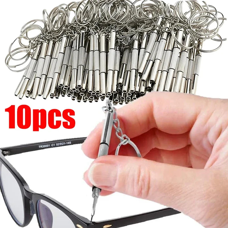 Steel Glasses Screwdriver Kit – Precision Eyeglass & Watch Repair Tools with Keychain, Portable Hand Tool Set