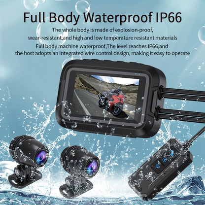 Dual 1080P Motorcycle DVR - Full Body Waterproof Camera with WiFi, GPS, Front and Rear Dash Cam Video Recorder Black Box