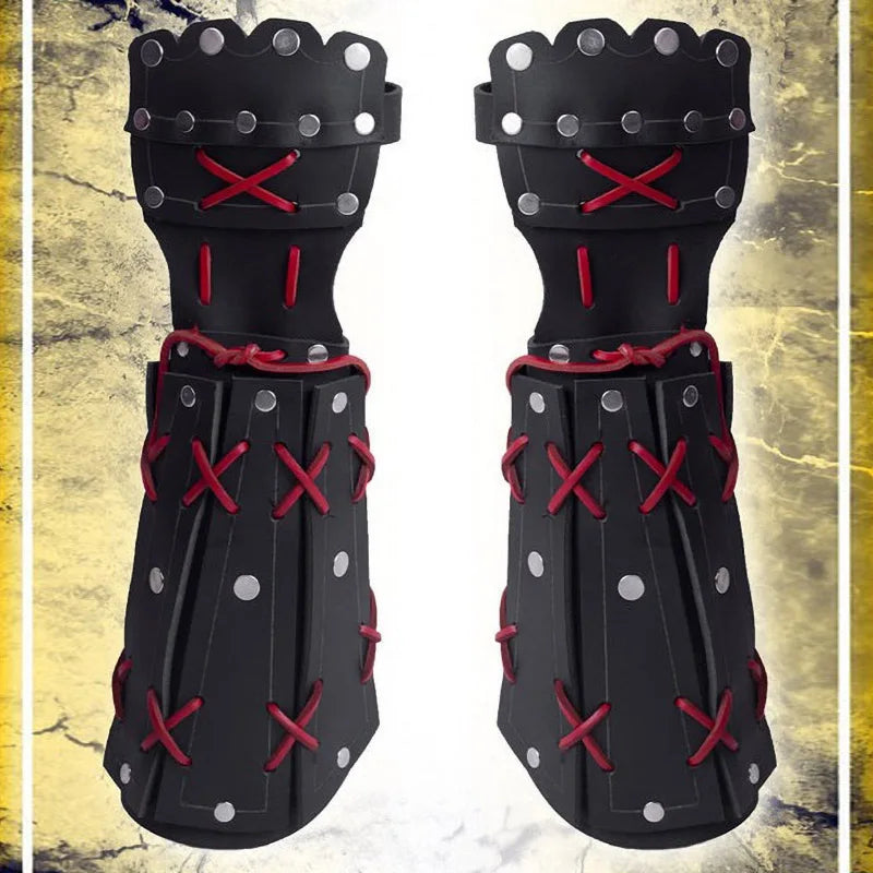 Medieval Ninja Samurai PU Leather Arm Bracer – Long Glove Viking Knight Cosplay Steampunk Gauntlet Wristband