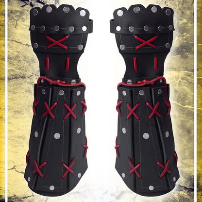 Medieval Ninja Samurai PU Leather Arm Bracer – Long Glove Viking Knight Cosplay Steampunk Gauntlet Wristband