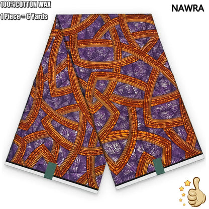 100% Cotton African Real Wax Fabric - Ankara Batik Pagne Sewing Material for Women's Dresses