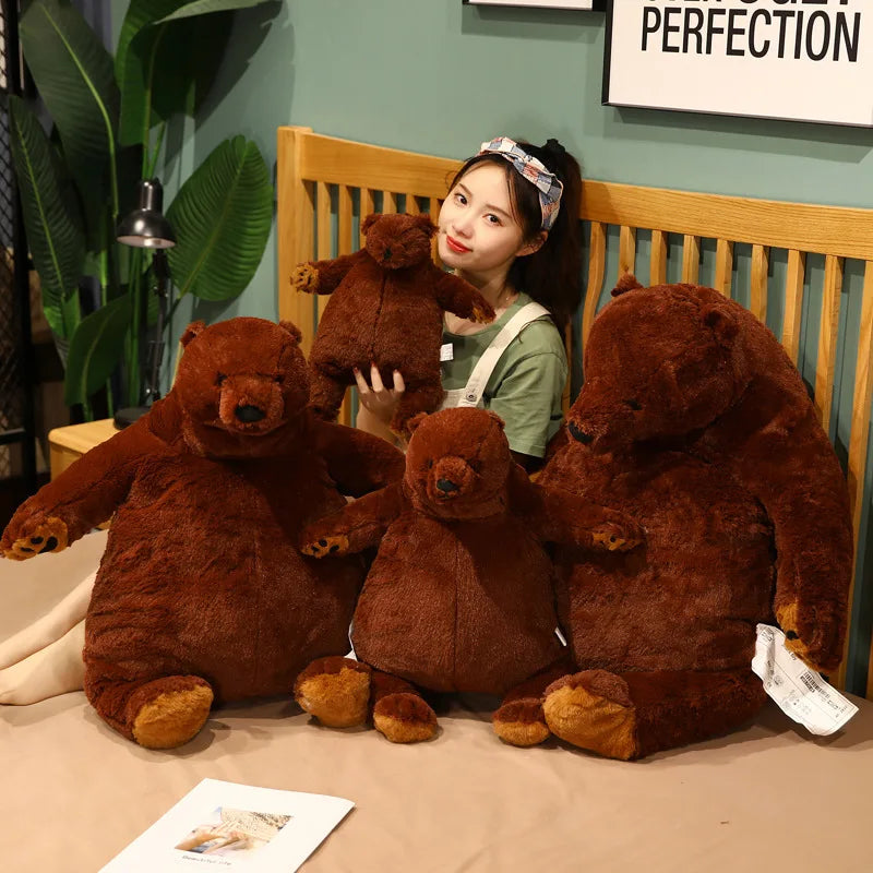 Giant Brown Bear Plush Toy - Soft Stuffed Animal Cushion for Kids & Birthday Gifts