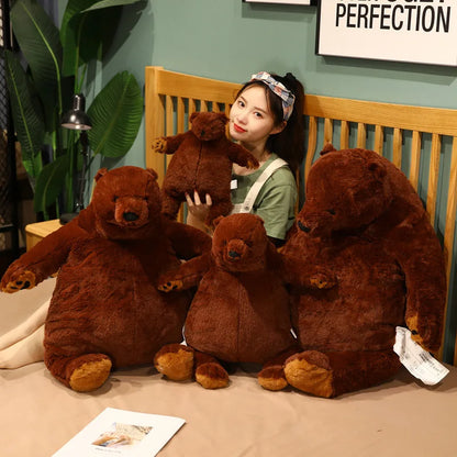 Giant Brown Bear Plush Toy - Soft Stuffed Animal Cushion for Kids & Birthday Gifts