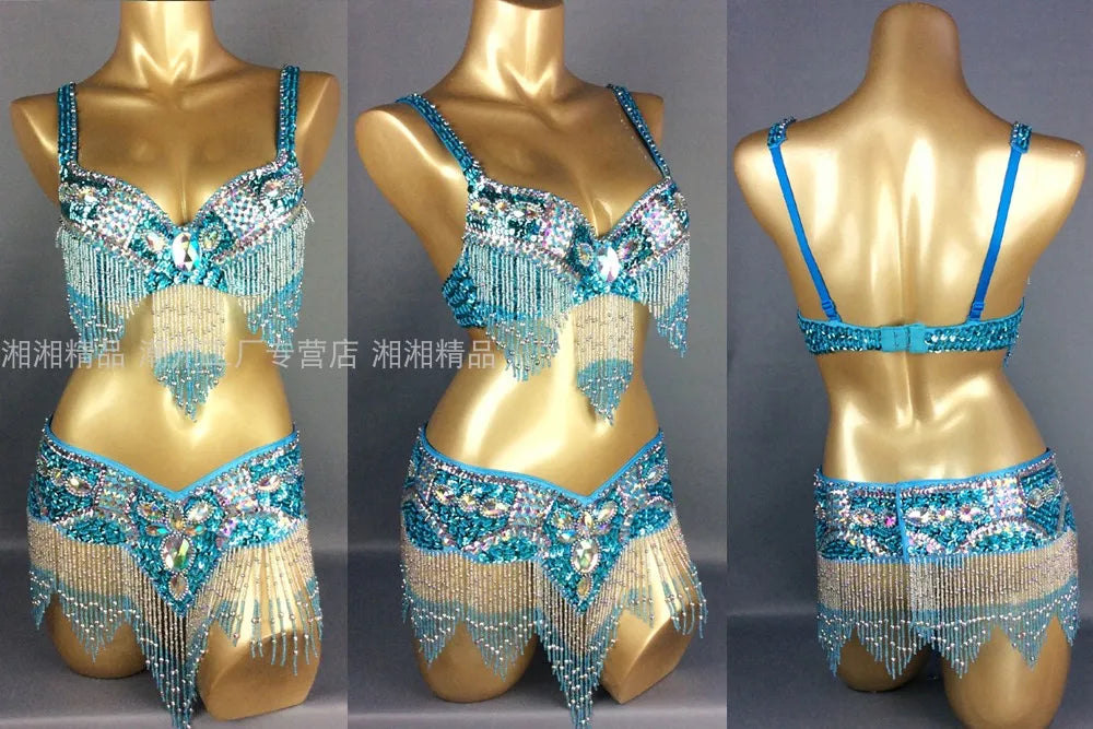 Sexy Girl Belly Dance Costume Set – Bra & Belt Set in 10 Colors for Ladies Bellydancing