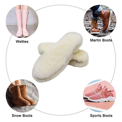 Natural Sheepskin Insoles - Warm Fur Wool Shoe Pads for Men and Women, Soft Thick Cashmere Inserts for Winter Snow Boots