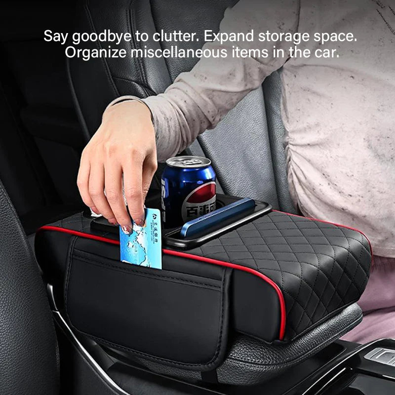 Universal Car Center Console Armrest Cushion – Heightening Pad with 2 Cup Holders, All-Season Auto Armrest Pillow Cover for Comfort & Storage