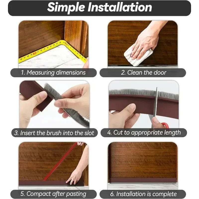 Self-Adhesive Door Sealing Strip – Gap Filler Brush for Windproof, Soundproof & Insect-Proof Doors
