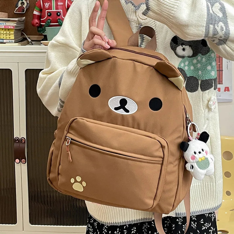 Rilakkuma Anime Backpack — Cute Relax Bear School Bag for Women, Girls & Boys, Outdoor Travel Rucksack Gift