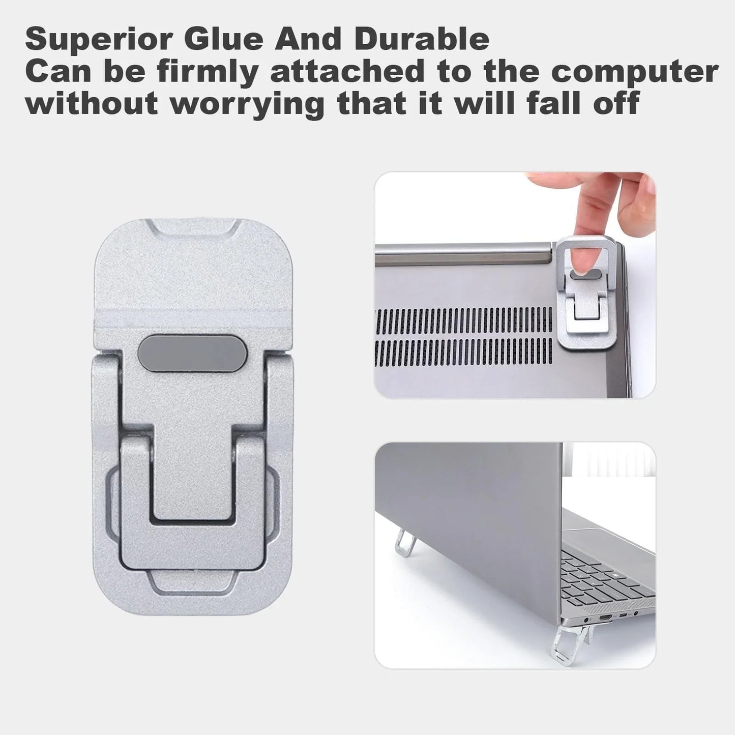 2PCS Mini Foldable Laptop Stand – Portable Adjustable Angle Self-Adhesive Invisible Notebook Riser for Laptop & Keyboard Support