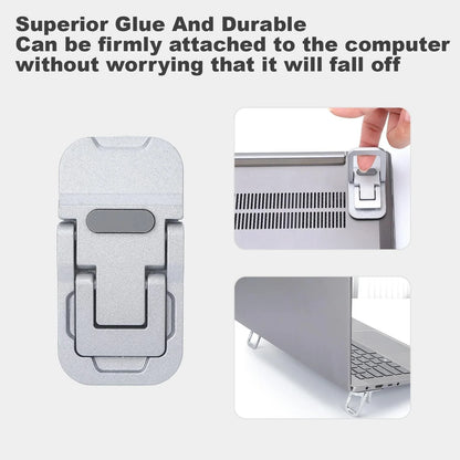 2PCS Mini Foldable Laptop Stand – Portable Adjustable Angle Self-Adhesive Invisible Notebook Riser for Laptop & Keyboard Support