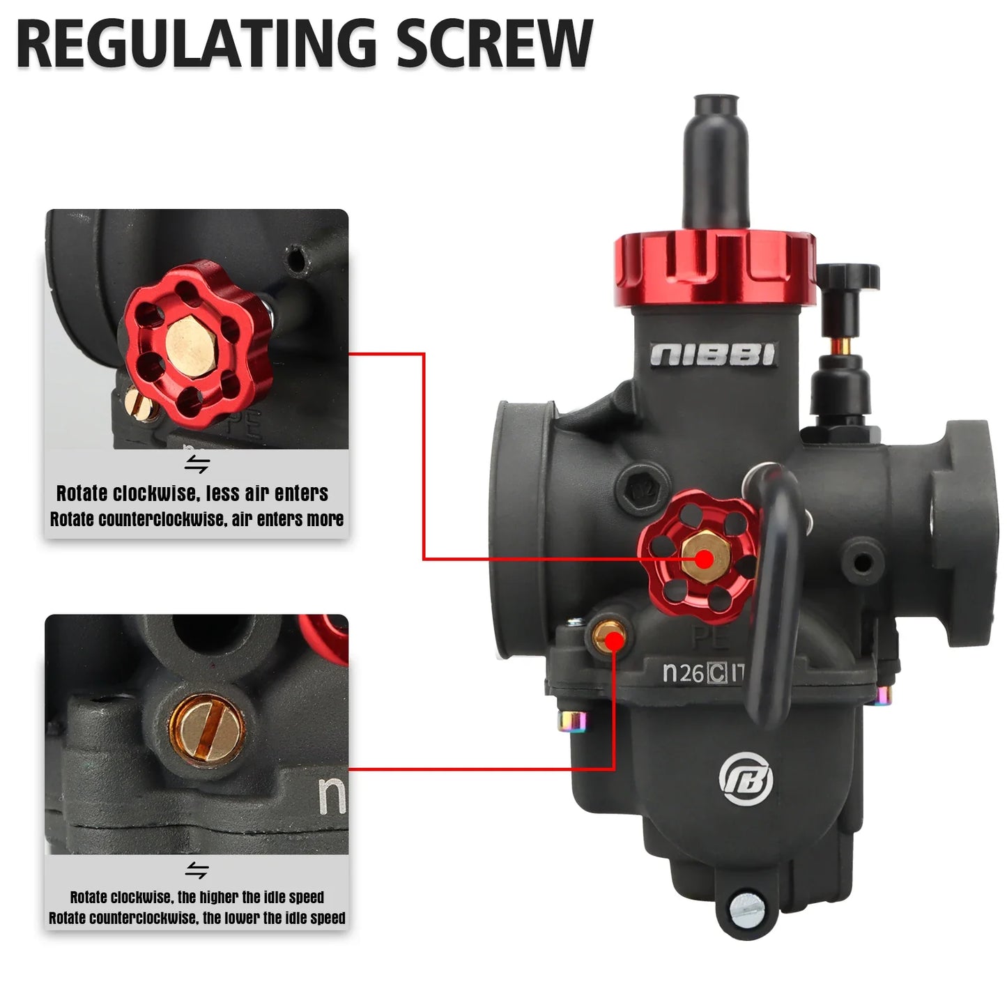 NIBBI PE Flange Carburetor for Motorcycle – 19mm-28mm 2T/4T GY6 Engine 100cc-250cc ATV Yamaha Pitbike Racing