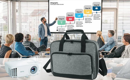 Universal Projector Storage Bag – Thickened Travel Case Handbag for Epson, BenQ & ViewSonic, Grey