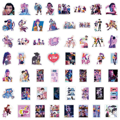 55Pcs Anime KPop Demon Hunters Stickers — Waterproof DIY Scrapbooking Decals for Phone, Luggage, Skateboard
