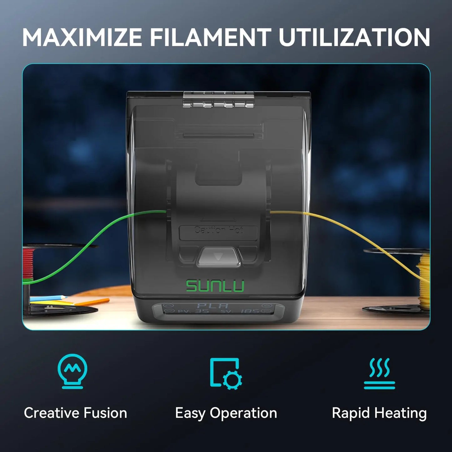 SUNLU 1.75mm Filament Connector – Fast Welding Splicer for PLA/PETG/TPU/ABS/Nylon, 200Pcs PTFE Sleeve