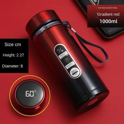 304 Stainless Steel Vacuum Thermos Bottle 800ml–1L with LED Temperature Display – Portable Travel Tea & Coffee Insulated Drinking Cup