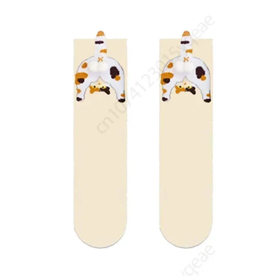 Couple 3D Cat Egg Socks – Funny Mid-Tube Winter Socks for Lovers, Cozy Halloween & Christmas Gift
