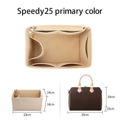 WUTA Felt Insert Bag Organizer — Inner Liner for LV Speedy 20/25/30/35 Handbags, Makeup & Travel Purse Storage