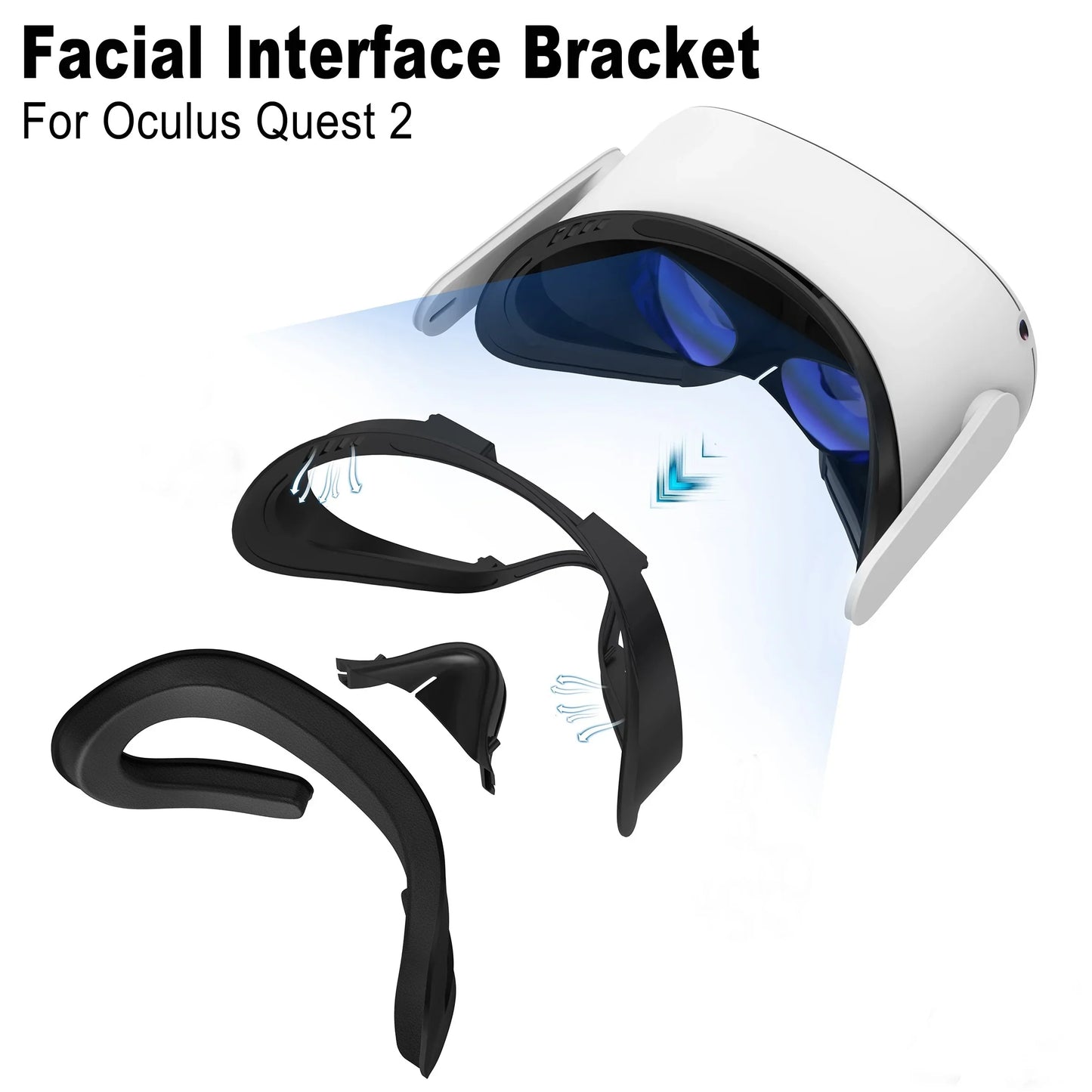PU Leather 3D Shaped Facial Interface Replacement for Oculus Quest 2 — Breathable Sweat Guard Face Pad Accessory
