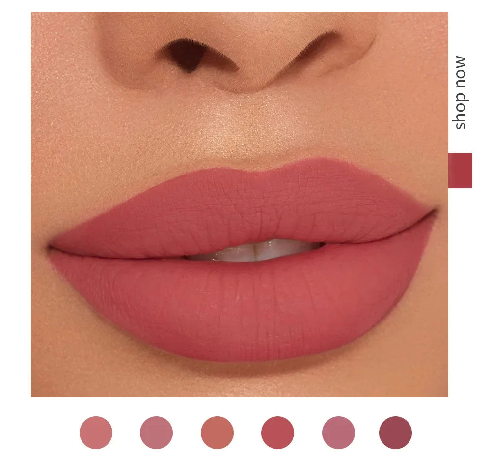 HANDAIYAN 6-Piece Matte Lipstick Set – Waterproof, Long-Lasting, Non-Stick Cup Korean Makeup for Women