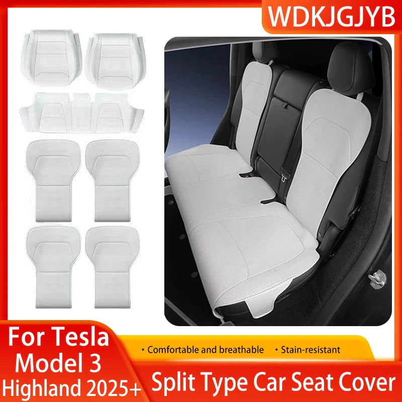 Tesla Model 3 Highland 2025–2026 Premium PU Leather Seat Cover – All-Season Full Set Car Seat Cushion Protector Interior Accessory