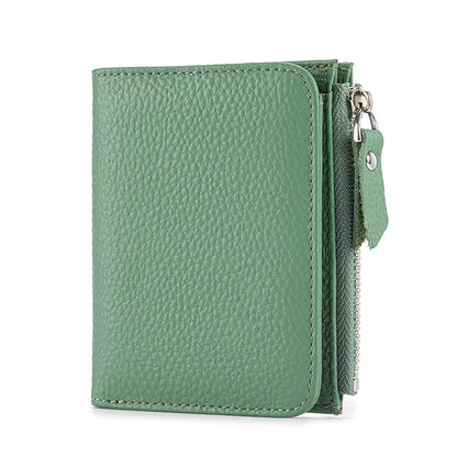 Women’s Genuine Leather Slim Wallet — RFID Blocking Bi-Fold with Card Holder & Coin Pocket