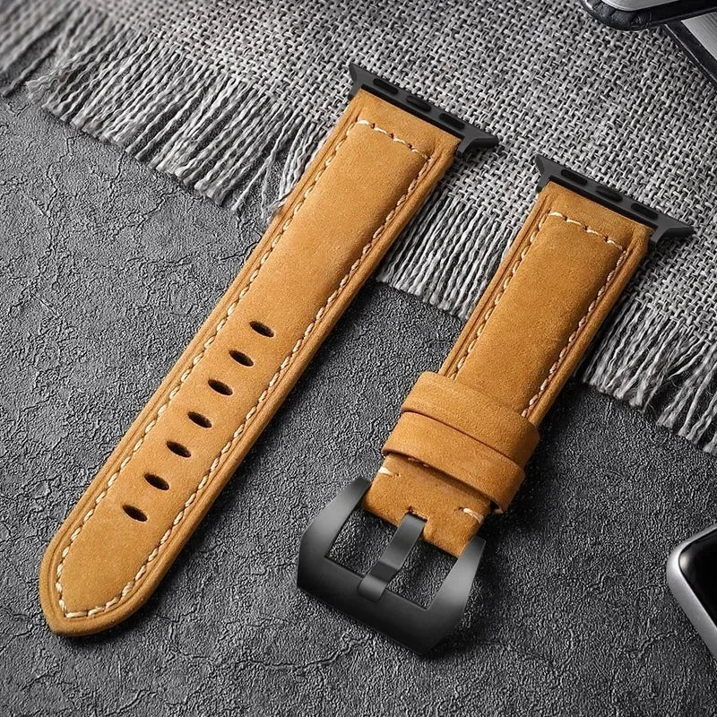 High-Quality Leather Apple Watch Band for Men – Compatible with Series 10/9/8/7/SE/Ultra, 49mm/45mm/44mm/42mm/40mm/41mm