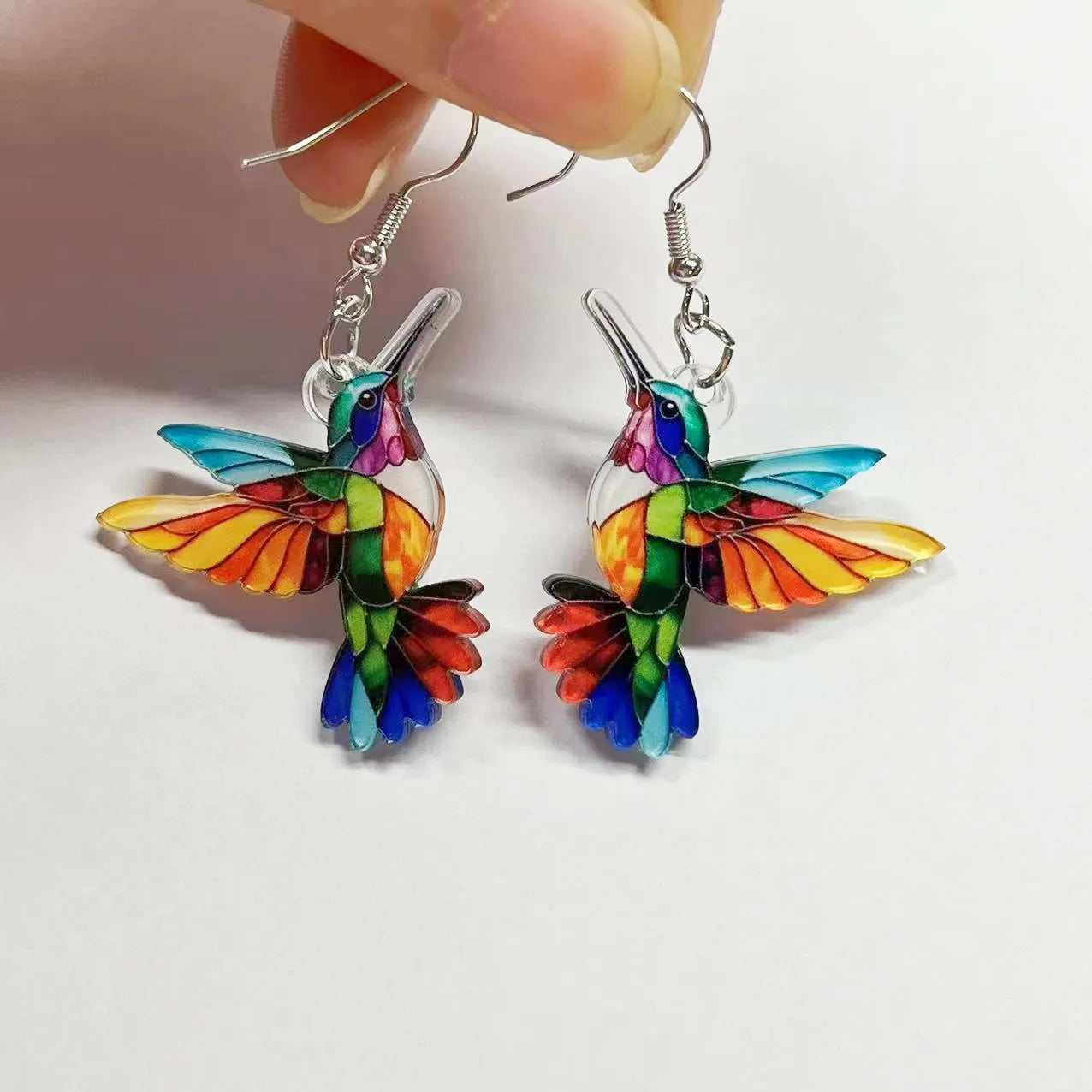 2024 Trendy Colorful Bird Acrylic Earrings – Retro Fashion Jewelry for Women
