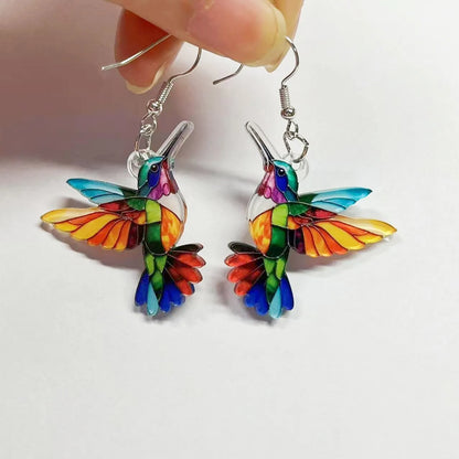 2024 Trendy Colorful Bird Acrylic Earrings – Retro Fashion Jewelry for Women