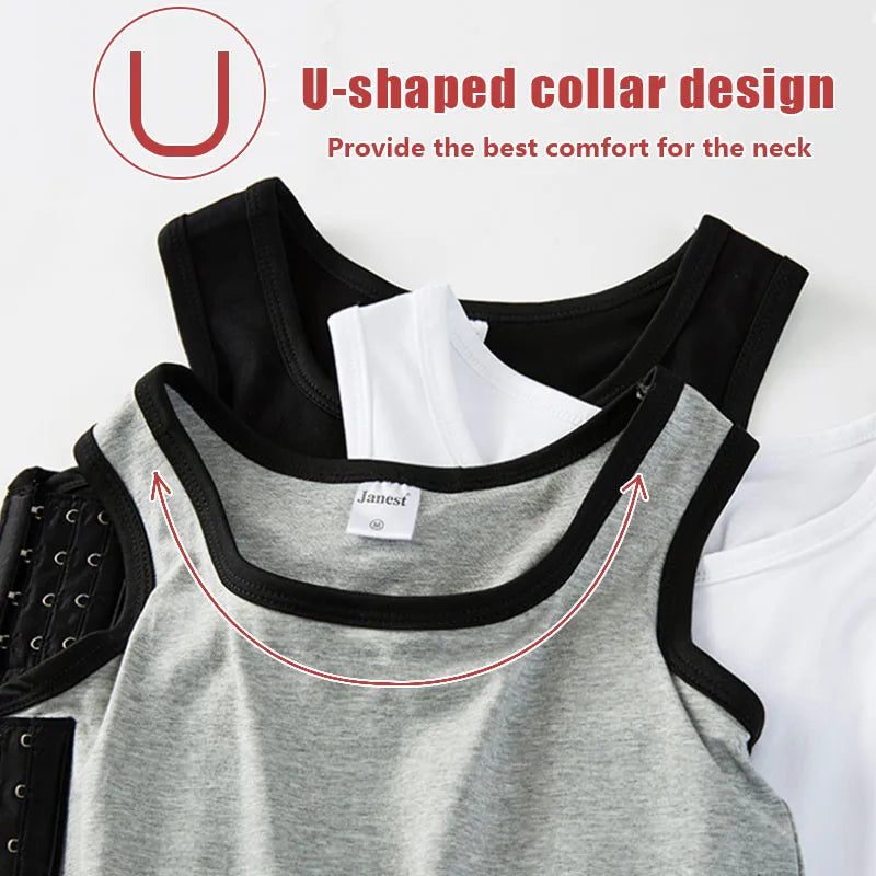 360° Full Coverage Chest Binder – Long-Style Sports Binder with 3-Row Buckle, Comfortable & Breathable