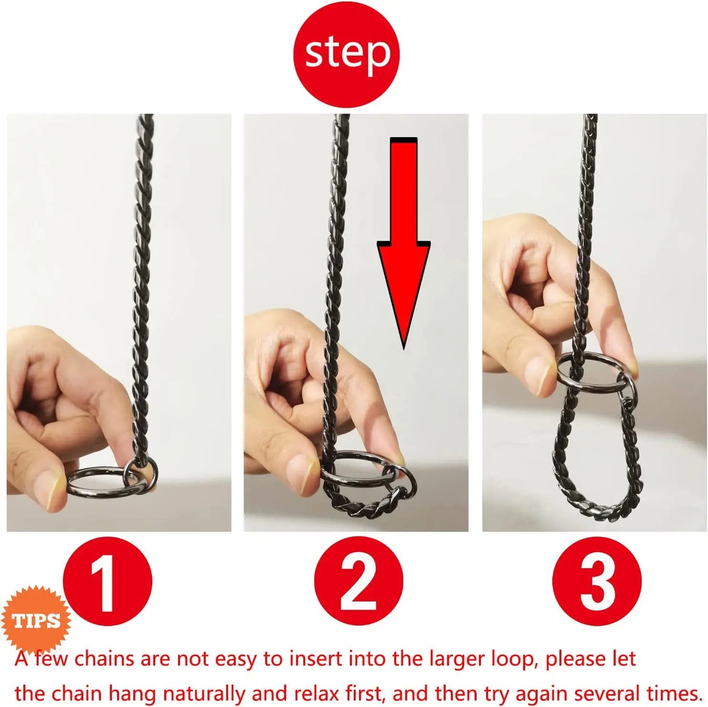 Gold, Black & Silver Dog Chain Collar – Heavy Link Copper-Plated Snake Choke Training & Show Slip Collar for Dogs