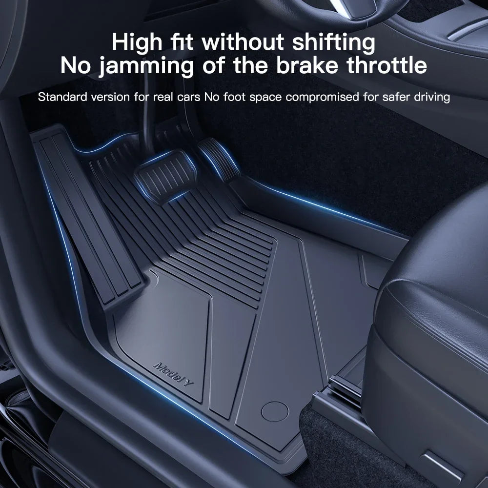 YZ Floor Mats for Tesla Model 3/Y 2021-2023 — Waterproof, Non-Slip TPE Car Accessories