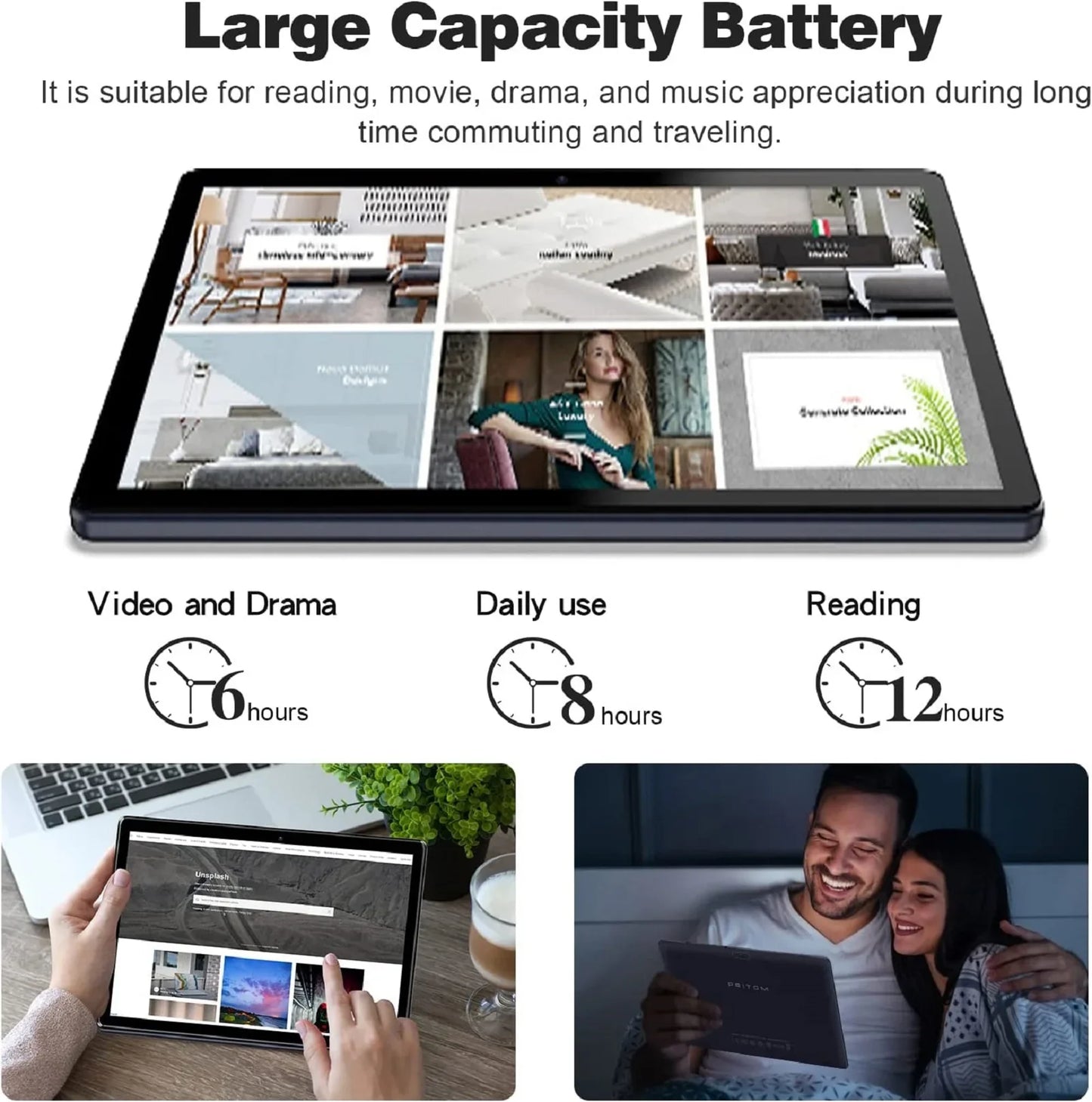 PRITOM 10-Inch Tablet PC – Android 13, 64GB, Quad-Core, SIM Slot, WiFi, GPS & 3G Phone Call Support