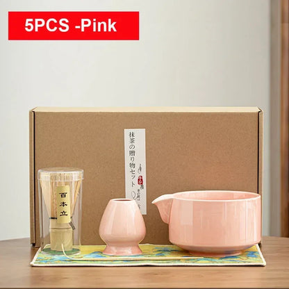 4/6Pcs Bamboo Matcha Tea Whisk Set – Scoop, Brush, Strainer & Bowl for Japanese Tea Ceremony