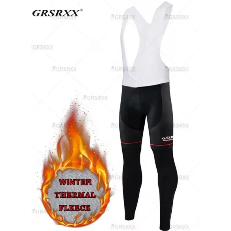 X-TIGER Thermal Winter Cycling Bib Pants for Men with 5D Gel Padding & Back Pocket – Fleece Sports MTB & Road Bike Warm Bibs