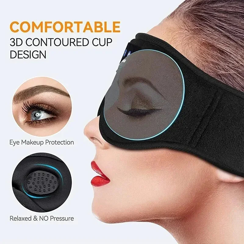 3D Eye Mask Bluetooth Sleep Headphones – Wireless Music Play with HD Speakers, Air Travel & Sleep Mask, Bluetooth 5.0